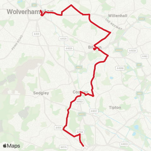 National Express West Midlands Adkins Lane Terminus - Colmore Row map