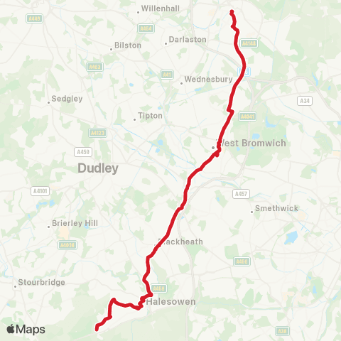 National Express West Midlands Church Centre - Solihull Sta Interchange map