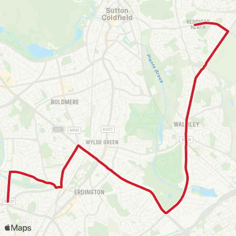 National Express West Midlands John Willmott School - Slade Rd map