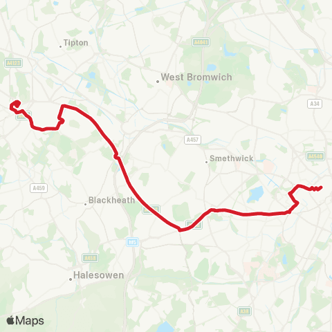 National Express West Midlands Coronation Gardens - Colmore Row map