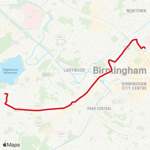 National Express West Midlands Colmore Row - St Pauls Rc School map