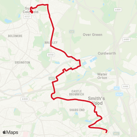 National Express West Midlands Chelmsley Interchange - Sutton Library map