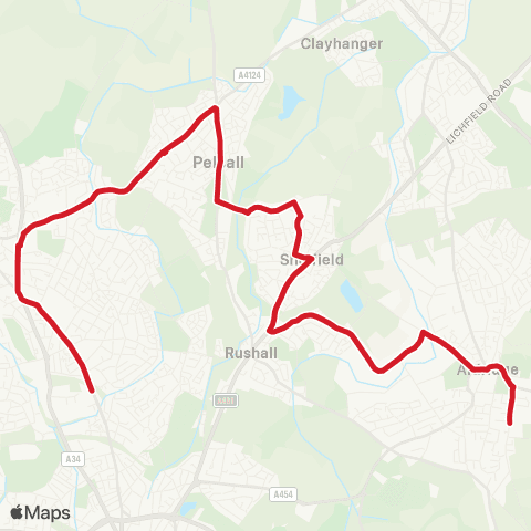 National Express West Midlands Bloxwich Industrial Estate - St Francis Coll map