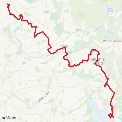 National Express West Midlands Chelmsley Interchange - Kingstanding Circle map