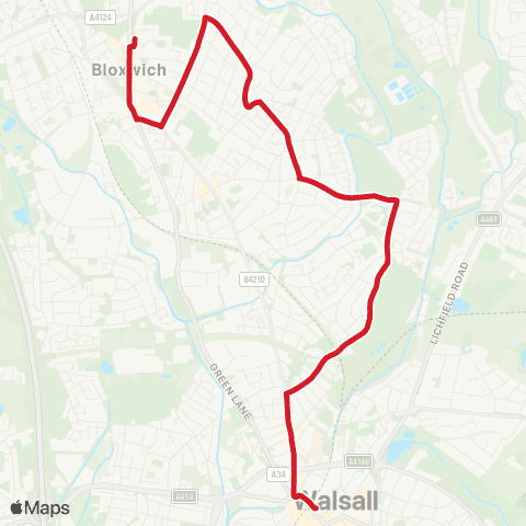National Express West Midlands Blakenall Church - Walsall Bus Station map