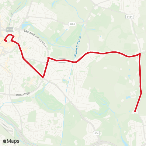 National Express West Midlands Barr Beacon School - Walsall Bus Station map