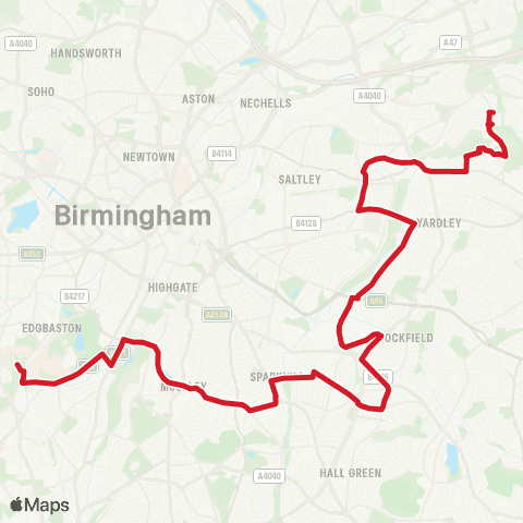 National Express West Midlands Buckland End Shops - Queen Elizabeth Hosp map