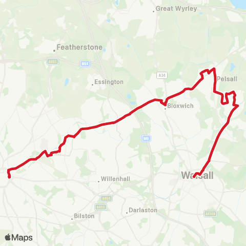 National Express West Midlands Walsall Bus Sta - Wolverhampton Bus Sta map