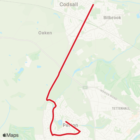 National Express West Midlands Codsall Community HS - Sainsbury's Store map