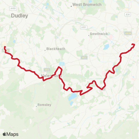National Express West Midlands The Square Peg - Bartley Green War Mem map