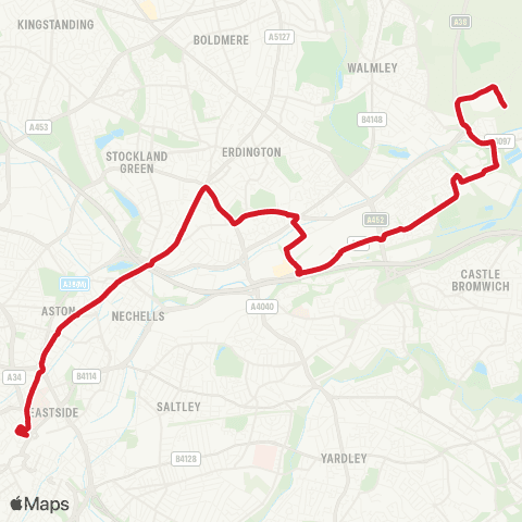 National Express West Midlands Dale End - Amazon Warehouse map