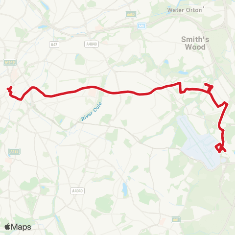 National Express West Midlands Chester Rd - Church Centre map