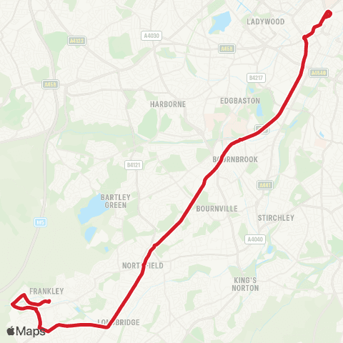 National Express West Midlands Arden Walk - Moor St Queensway map