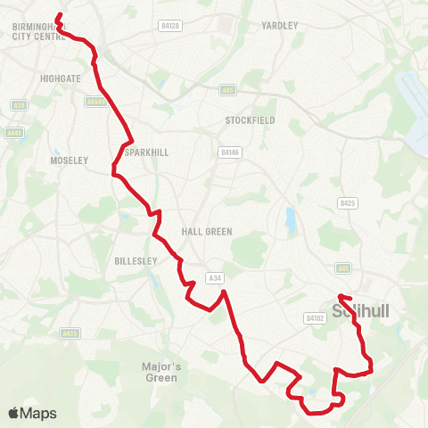 National Express West Midlands Moor St Station - Solihull Town Centre map