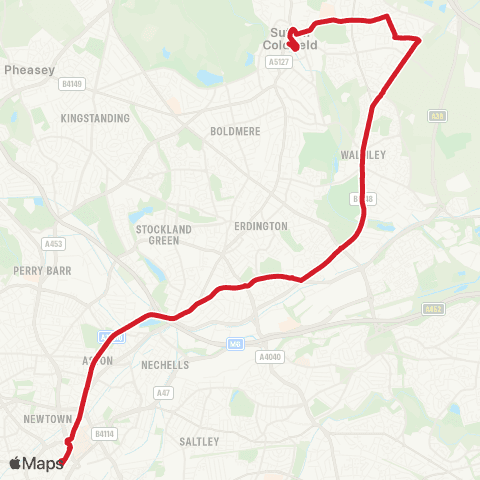 National Express West Midlands The Square Peg - Sutton Library map