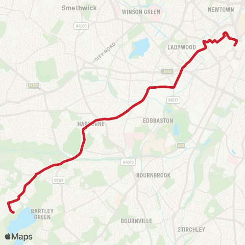 National Express West Midlands King Edwards VI Five Ways Sch - Bus Mall map