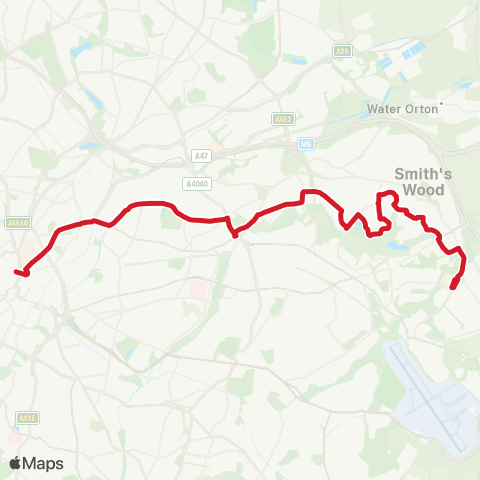 National Express West Midlands Dale End - Chelmsley Interchange map