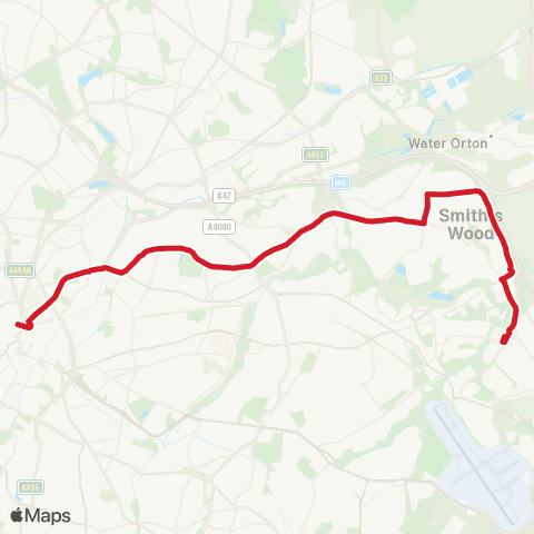 National Express West Midlands Dale End - Chelmsley Interchange map