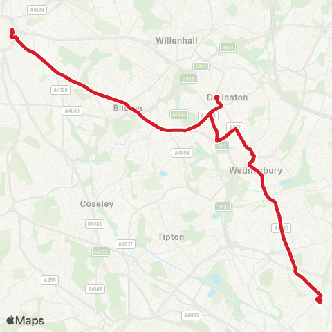 National Express West Midlands W Bromwich Bus Sta - Wolverhampton Bus Sta map