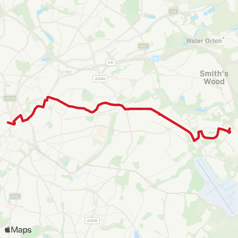 National Express West Midlands Old Square - Chelmsley Interchange map