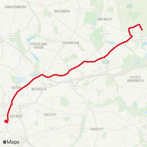 National Express West Midlands Amazon Warehouse - Dale End map