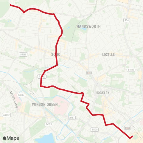 National Express West Midlands The Leverretts - Colmore Row map