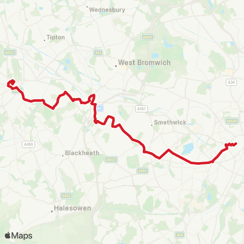 National Express West Midlands Colmore Row - Coronation Gardens map