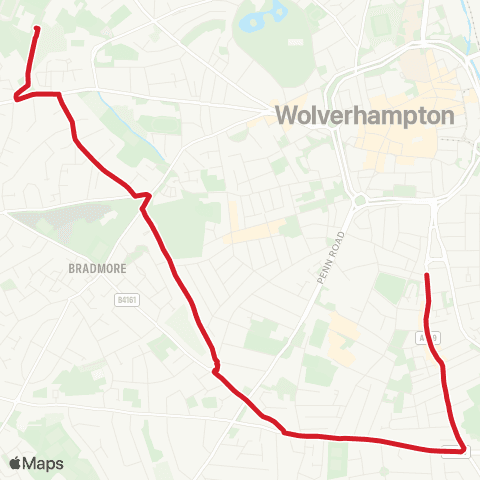 National Express West Midlands Compton Park Schools - Grove St map