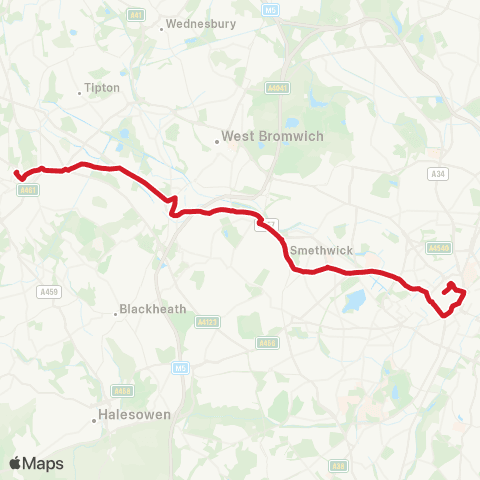 National Express West Midlands Colmore Row - Coronation Gardens map
