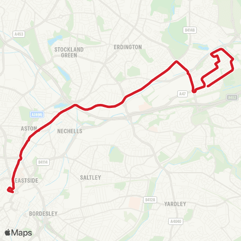 National Express West Midlands Dale End - Dixon Close map