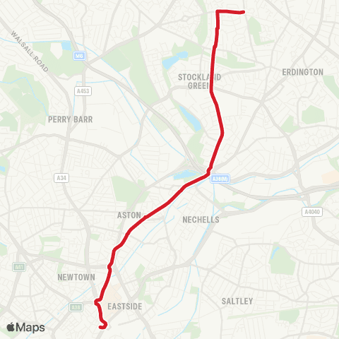 National Express West Midlands Court Lane - Dale End map