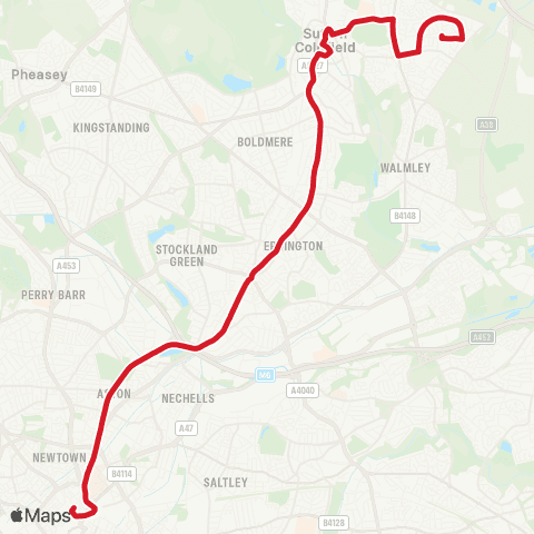 National Express West Midlands Churchill Rd - The Square Peg map