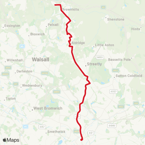National Express West Midlands Old Square - Rising Sun Island map
