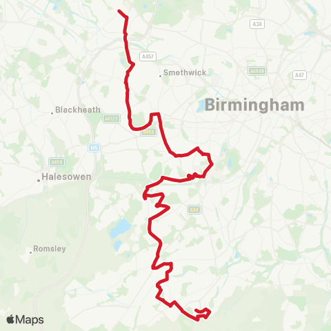 National Express West Midlands Driftwood Close - W Bromwich Bus Station map