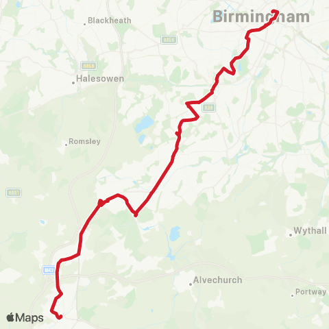 National Express West Midlands The Square Peg - Leach Green Lane map