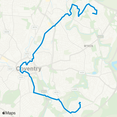 National Express Coventry St Bernards Walk - Wood End Health Ctr map