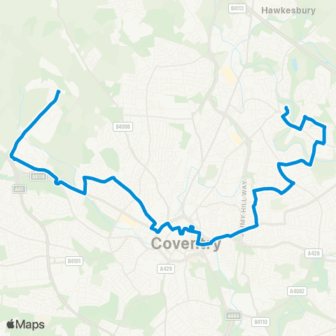 National Express Coventry Hawkes Mill Lane - Riley Square map