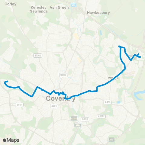 National Express Coventry Cross Point - The Chilterns map
