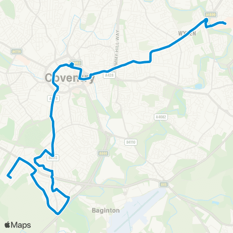 National Express Coventry Bishop Ullathorne Sch - Hosp Interchange map