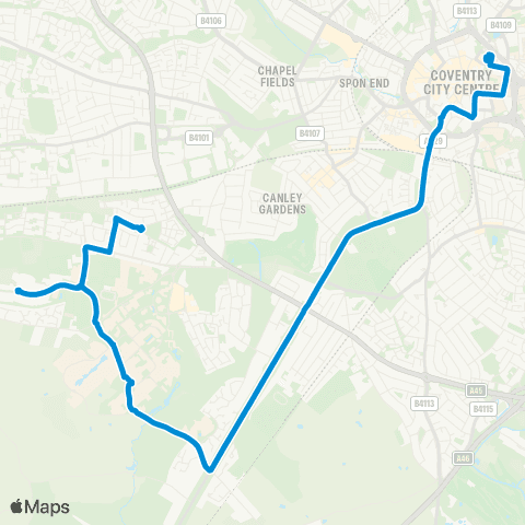 National Express Coventry Pool Meadow Bus Sta - Prior Deram Park map