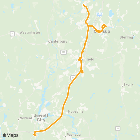 NECTD Central Village (Route 12 / 14)-Big Y Plainfield map