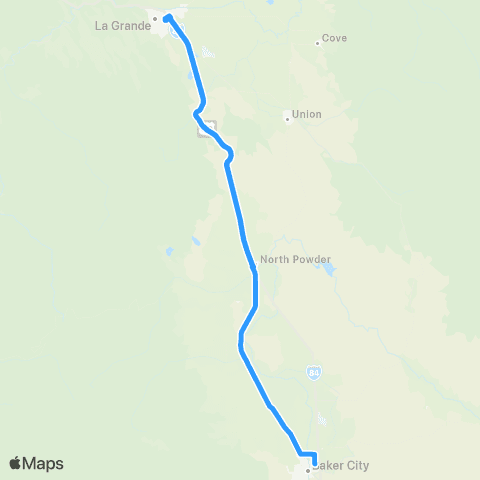Northeast Oregon Public Transportation Baker Intercity Connector map