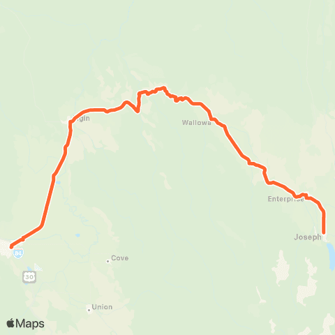 Northeast Oregon Public Transportation Wallowa Link map
