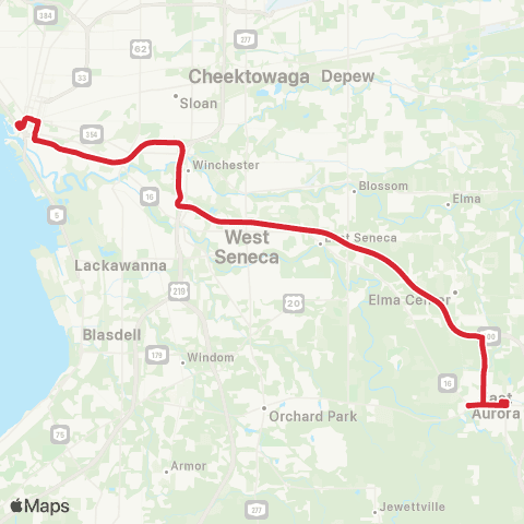 NFTA East Aurora Express map