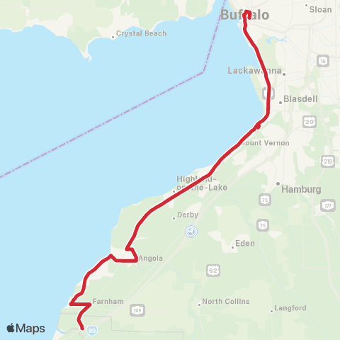 NFTA Lakeshore Express map