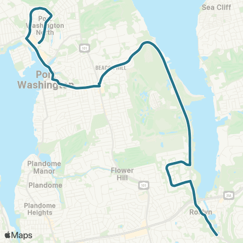 NICE Bus Port Washington Shuttle map
