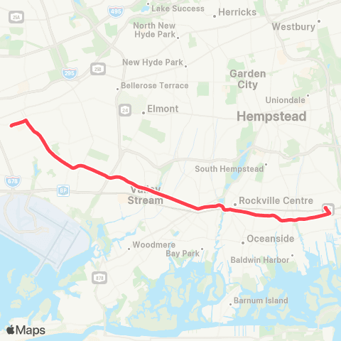 NICE Bus Merrick Rd Express map