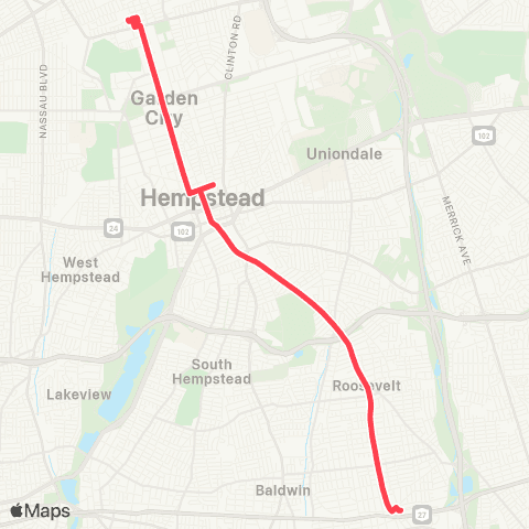 NICE Bus Mineola / Franklin Express map