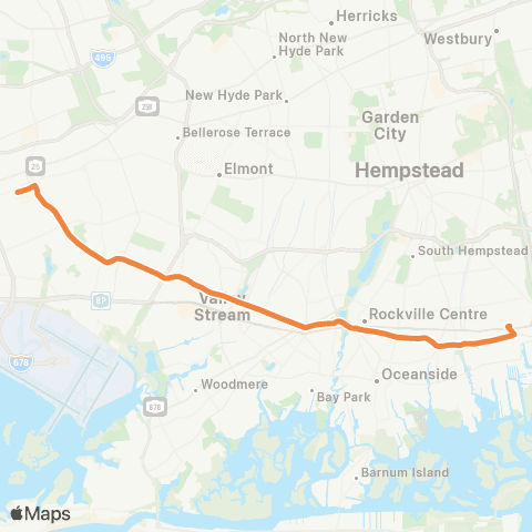 NICE Bus Merrick Rd Local map