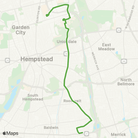 NICE Bus Babylon Tp / Uniondale Av map